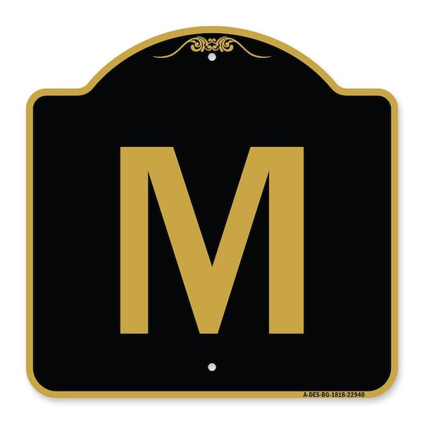 Signmission Designer Series Sign-Sign W/ Letter M, Black & Gold Aluminum Sign, 18" x 18", BG-1818-22940 A-DES-BG-1818-22940 - main